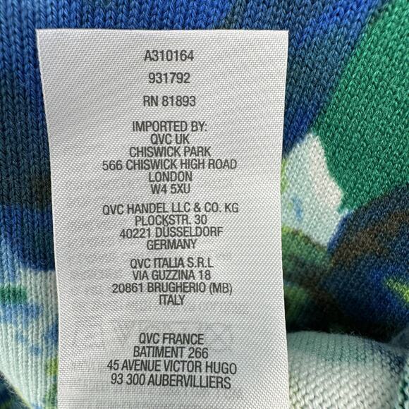 Isaac Mizrahi Live Cardigan Womens 3X Green Blue Floral V Neck Button 3/4 Sleeve - Picture 8 of 10